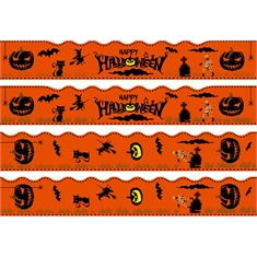 Halloween Classroom Bulletin Board Border | Black on Orange Design